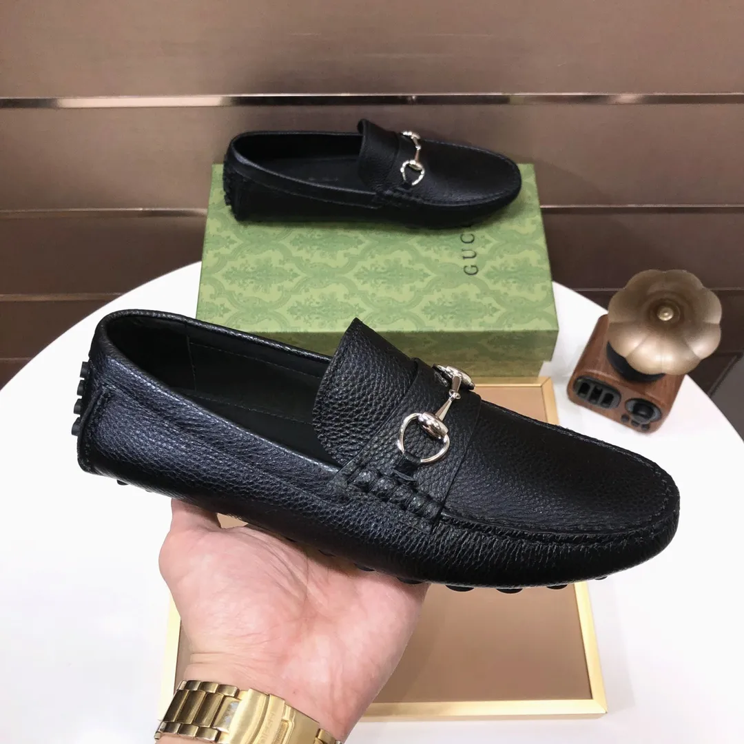 Men's Men's Shoes💰420💰[Gucci GUCCI] (High-end Niuli) New 🍀Gucci*-Gucci Peas Shoes! Made of imported original cowhide, the inner top layer is comfortable cowhide lining! Original wear-resistant rubber outsole! High quality products! Code number 38-44!